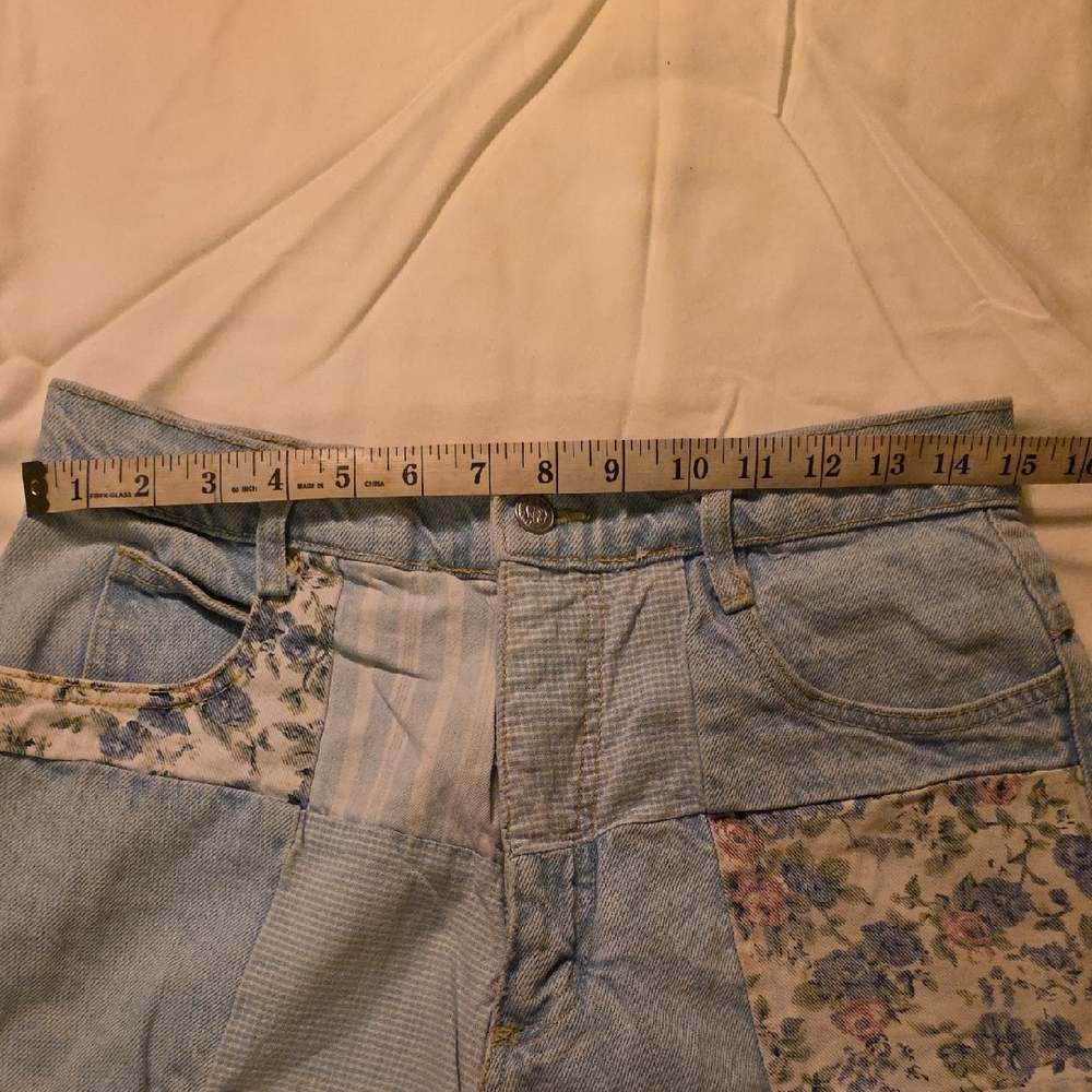 Floral Patchwork Jean Shorts - Picture 3 of 7